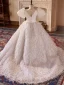 Chic / Beautiful White Pearl Tassel Birthday Flower Girl Dresses 2024 Ball Gown V-Neck Puffy Short Sleeve Backless Floor-Length / Long