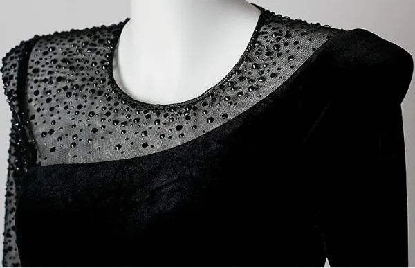 Sexy Black Beading Evening Dresses 2026 Trumpet / Mermaid Scoop Neck Long Sleeve Floor-Length / Long Formal Dresses