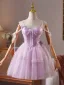 Sexy Lavendel Spitze Pailletten Kurze Partykleider 2025 Ballkleid Spaghettiträger Ärmellos Rückenfreies Festliche Kleider