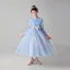 Chic / Beautiful Sky Blue Birthday Sequins Flower Girl Dresses 2023 A-Line / Princess Scoop Neck Bow Sash Long Sleeve Floor-Length / Long Flower Girl Dresses