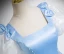 Chic / Beautiful Sky Blue Prom Dresses 2024 A-Line / Princess Square Neckline Bow Puffy Short Sleeve Backless Floor-Length / Long Prom Formal Dresses