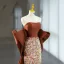 Sexy Caramel Perlage Paillettes Robe De Soirée 2024 Trompette / Sirène Bustier Sans Manches Dos Nu Noeud Tribunal Train Soirée Robe De Ceremonie