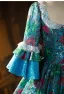 Medieval Vintage / Retro Multi-Colors Sequins Bow Cosplay Lolita Prom Dresses 2024 Ball Gown Scoop Neck 1/2 Sleeves Backless Floor-Length / Long Formal Dresses