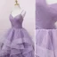 Charmant Lavendel Fallende Rüsche Ballkleider 2023 Ballkleid Spaghettiträger Ärmellos Rückenfreies Lange Ball Festliche Kleider