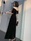 Chic / Belle Noire Daim Robe De Bal 2022 Princesse De l'épaule Manches Courtes Dos Nu Longue Promo Robe De Cérémonie