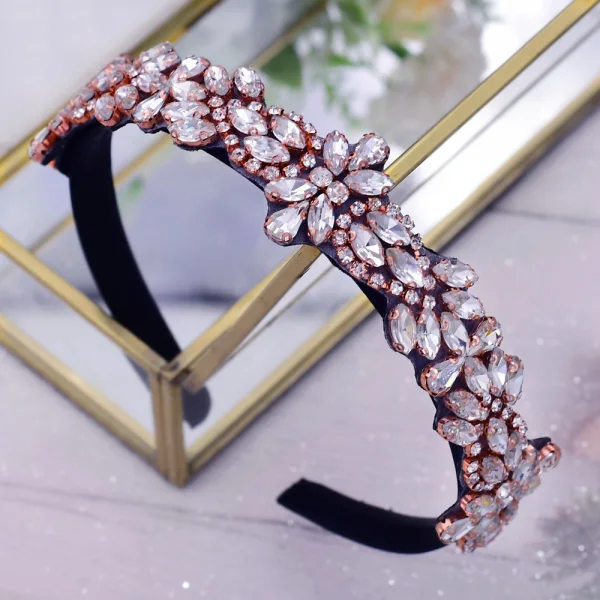 Chic / Beautiful Black Handmade  Rhinestone Cocktail Party Evening Party Headbands Bridal Hair Accessories 2023 Alloy