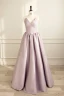 Modest / Simple Blushing Pink Prom Dresses 2023 A-Line / Princess Strapless Sleeveless Backless Floor-Length / Long Prom Formal Dresses