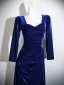 Vintage / Retro Royal Blue Velvet Prom Dresses 2026 Trumpet / Mermaid Square Neckline 3/4 Sleeve Backless Floor-Length / Long Formal Dresses