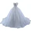 Luxe Blanche Fait main Perlage Perle Paillettes Robe De Mariée 2023 Robe Boule Bustier Sans Manches Dos Nu Chapel Train Mariage