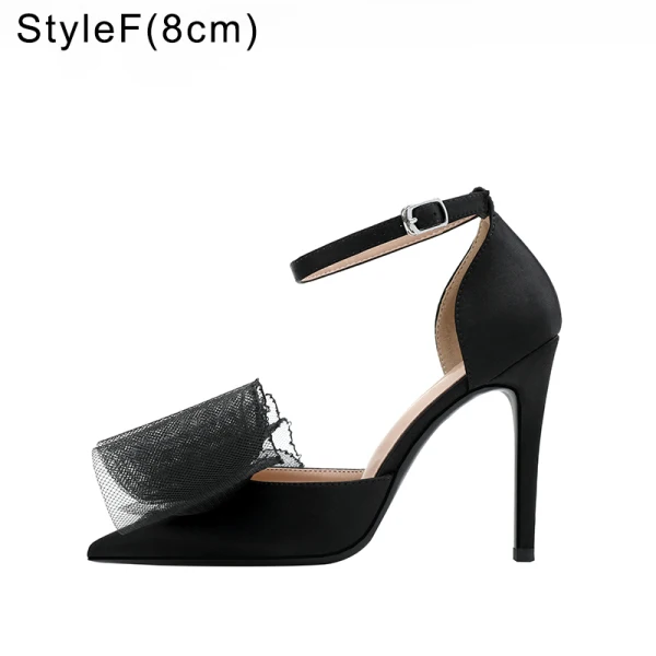 Classy Champagne Bow Prom Womens Shoes 2022 Ankle Strap 10 cm Stiletto Heels Pointed Toe Womens Shoes High Heels