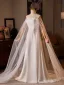 Minimalist White A-Line / Princess Wedding Dresses 2025 Strapless Sleeveless Backless Sweep Train Wedding