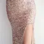 Sexy Doré Perlage Paillettes Fendue devant Robe De Soirée 2024 Trompette / Sirène Encolure Dégagée Sans Manches Dos Nu Longue Soirée Robe De Ceremonie