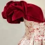 Elegant Burgundy Printing Prom Dresses 2023 A-Line / Princess Off-The-Shoulder Ruffle Short Sleeve Backless Floor-Length / Long Prom Formal Dresses
