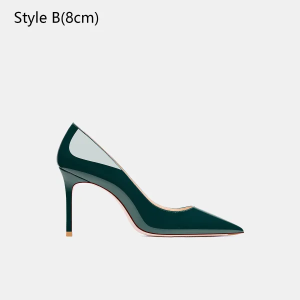Sexy Dunkelgrün Abend Lackleder Pumps 2026 10 cm Stilettos Spitzschuh Hochhackige