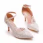 Elegant White Lace Flower Wedding Shoes 2023 Wedding Ankle Strap 8 cm Stiletto Heels Pointed Toe Wedding Shoes High Heels