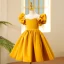 Chic / Beautiful Yellow Pearl Birthday Short Flower Girl Dresses 2023 Scoop Neck Puffy Short Sleeve Flower Girl Dresses