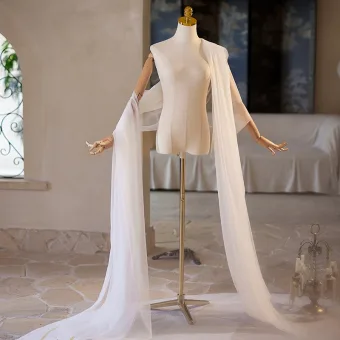 Sencillos Blanco Hecho A Mano Tul Chal Chaquetas Abrigos 2024