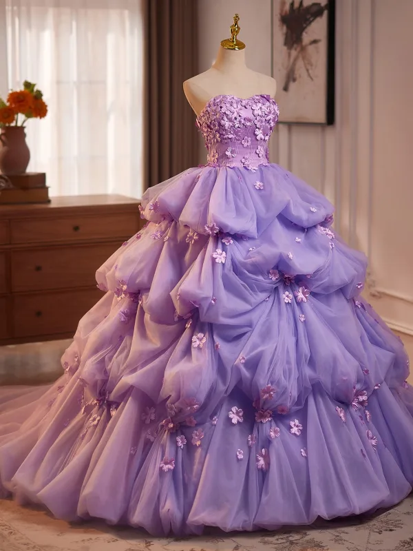 Luxus / Herrlich Lavendel Perle Applikationen Fallende Rüsche Ballkleider 2026 Ballkleid Bandeau Ärmellos Rückenfreies Lange Festliche Kleider