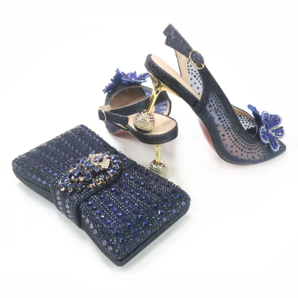 Charming Silver Rhinestone Flower Evening Party Womens Sandals Clutch Bags 2023 7 cm Stiletto Heels Pointed Toe Womens Sandals High Heels Clutch Bags
