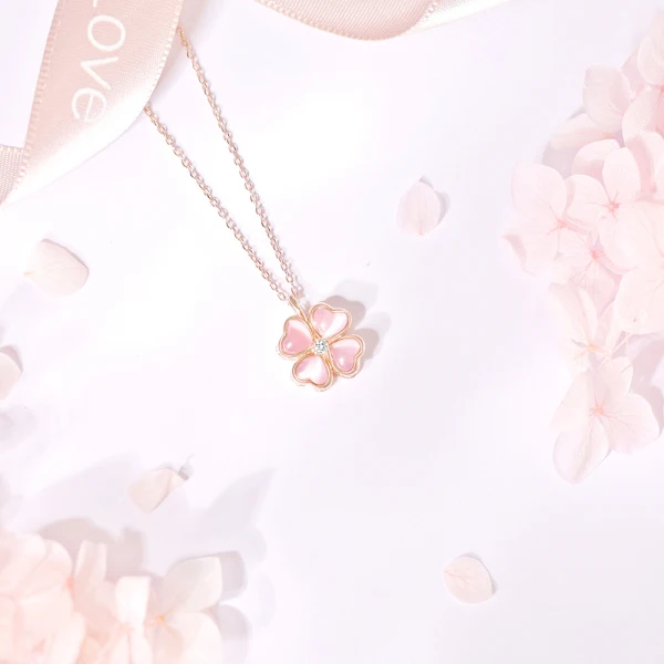 Mode Rosa Guld Blomma Saterling Silver Bal Tillbehör Halsband 2023