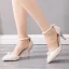Charmant Blanche Perle Chaussure De Mariée 2022 Bride Cheville 9 cm Talons Aiguilles À Bout Pointu Mariage Talons Hauts