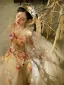 Blumenfee Champagner Perlenstickerei Pailletten Spitze Blumen Festliche Kleider 2025 Mit Umhang A Linie Bandeau Ärmellos Rückenfreies Lange Ballkleider