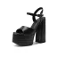 Fashion Black Cocktail Party Summer Womens Sandals 2022 Ankle Strap 14 cm Thick Heels High Heels Open / Peep Toe Sandals