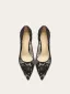 Charmant Zwarte Kant Bloem Gala Pumps 2025 Leer 10 cm Naaldhakken / Stiletto Spitse Neus Pumps Hoge Hakken