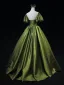 Vintage / Retro Dark Green Prom Dresses 2025 Ball Gown Scoop Neck Short Sleeve Backless Sweep Train Formal Dresses