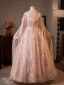 Fabelhaft Rosa Perlenstickerei Perle Pailletten Applikationen Ballkleider 2025 Ballkleid Bandeau Mantel Ärmellos Rückenfreies Lange Tülle Ball