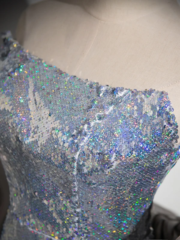 Sexy Glitzernden Multifarben Pailletten Perlenstickerei Abendkleider 2024 Meerjungfrau Bandeau Kurze Ärmel Rückenfreies Lange Abend Festliche Kleider
