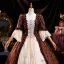 Medieval Vintage / Retro Brown Printing Prom Dresses 2025 Ball Gown Square Neckline Bell sleeves Backless Floor-Length / Long Prom Formal Dresses