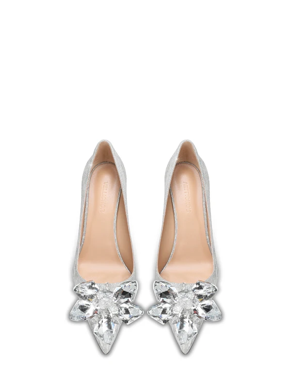 Bling Bling Silver Crystal Glitter Wedding Shoes 2024 8 cm Stiletto Heels Pointed Toe Wedding Pumps High Heels