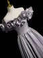 Chic / Beautiful Grey Satin Prom Dresses 2023 A-Line / Princess Ruffle Off-The-Shoulder Sleeveless Backless Floor-Length / Long Prom Formal Dresses