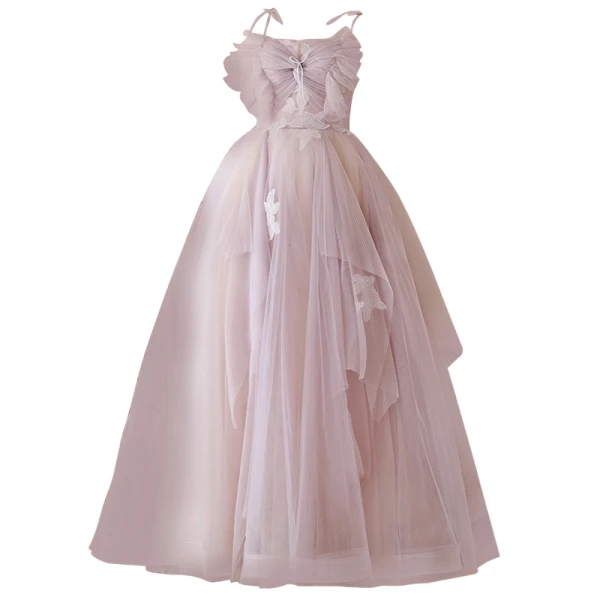 Chic / Beautiful Lavender Beading Appliques Prom Dresses 2022 A-Line / Princess Spaghetti Straps Sleeveless Backless Floor-Length / Long Formal Dresses