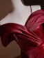Élégant Bordeaux Paillettes Robe De Bal 2024 Trompette / Sirène De l'épaule Manches Courtes Dos Nu Train De Balayage Promo Robe De Ceremonie