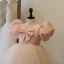 Lovely Candy Pink Short Birthday Flower Girl Dresses 2022 Ball Gown Scoop Neck Puffy Short Sleeve Bow Flower Girl Dresses