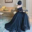 Chic / Belle Noire Paillettes Robe De Bal 2022 Princesse De l'épaule Manches Longues Dos Nu Ceinture Longue Promo Robe De Ceremonie