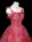 Fancy Candy Pink Floral Appliques Prom Dresses 2025 Ball Gown Spaghetti Straps Sleeveless Backless Floor-Length / Long Prom Formal Dresses