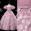 Chic / Belle Rougissant Rose En Dentelle Fleur Appliques Promo Robe Ceremonie Fille 2022 Robe Boule Encolure Dégagée Gonflée Manches Courtes Ceinture Noeud Longue Robe Ceremonie Fille