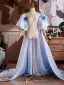 Chic / Belle Bleu Ciel Fait main Appliques Satin Gonflée Manches Courtes Promo Châles 2026