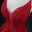 Sexy Burgundy Beading Sequins Lace Flower Evening Dresses 2023 A-Line / Princess Spaghetti Straps Sleeveless Backless Floor-Length / Long Evening Party Formal Dresses