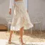 Haute Basse Rose Sombre Femme Mi-longue Florale Jupes 2021 Plage Laçage Été Asymétrique Bottoms