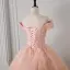 Élégant Rougissant Rose Fait main Perlage Paillettes En Dentelle Fleur Robe De Bal 2026 Robe Boule De l'épaule Sans Manches Dos Nu Longue Tulle Robe De Ceremonie