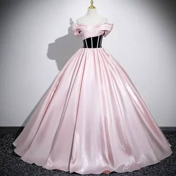 Chic Beautiful Blushing Pink Prom Dresses 2025 Ball Gown Off The Shoulder Short Sleeve Backless Floor Length Long Prom Formal Dresses
