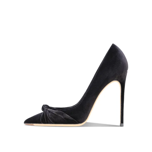 Fashion Black Office OL Leather Suede Pumps 2023 10 cm Stiletto Heels Pointed Toe Pumps High Heels
