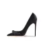 Fashion Black Office OL Leather Suede Pumps 2023 10 cm Stiletto Heels Pointed Toe Pumps High Heels