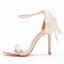 Élégant Blanche Perle Bride Cheville Noeud Soirée Sandales Femme 2023 10 cm Talons Aiguilles Talons Hauts Peep Toes / Bout Ouvert Sandales