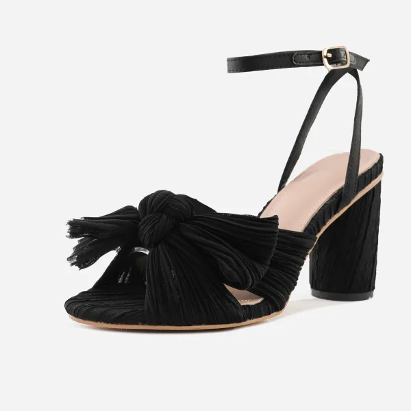 Sexy Gold Street Wear Bow Womens Sandals 2022 Ankle Strap 10 cm Thick Heels Open / Peep Toe Sandals High Heels