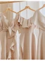 Modest / Simple Khaki Bridesmaid Dresses 2023 A-Line / Princess V-Neck Short Sleeve Backless Floor-Length / Long Bridesmaid Dresses